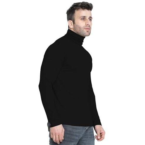 Jc Jump Cuts Men Solid Textured Plain Polo Neck Half Sleeve Black Cottonblend Slim Fit T-Shirt