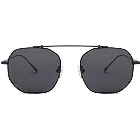 John Jacobs | Polarized & Uv Protection Sunglasses For Men & Women | Black Grey Full Rim Hexagonal Medium (Size-53) Jj S12470-C2