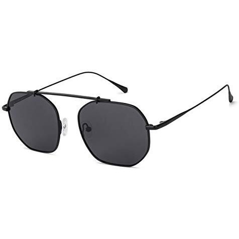 John Jacobs | Polarized & Uv Protection Sunglasses For Men & Women | Black Grey Full Rim Hexagonal Medium (Size-53) Jj S12470-C2