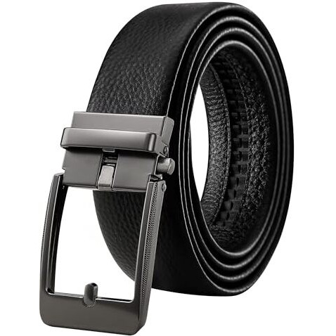 Tushi Genuine Leather Belts For Men | Gents | Boys With Automatic Auto-Lock Buckle  Stylish, Durable, No-Hole Design, Fits Up To 46 Inches, Perfect For Formal & Casual Wear (Ts-120-Bk-Bk)
