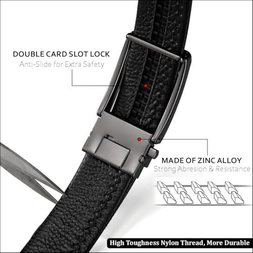 Tushi Genuine Leather Belts For Men | Gents | Boys With Automatic Auto-Lock Buckle  Stylish, Durable, No-Hole Design, Fits Up To 46 Inches, Perfect For Formal & Casual Wear (Ts-120-Bk-Bk)