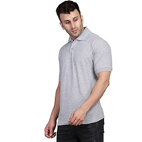 Inkkr Men's Combo Polo Neck Cotton Blend Solid T-Shirt (Pack Of 2) Grey-Maroon