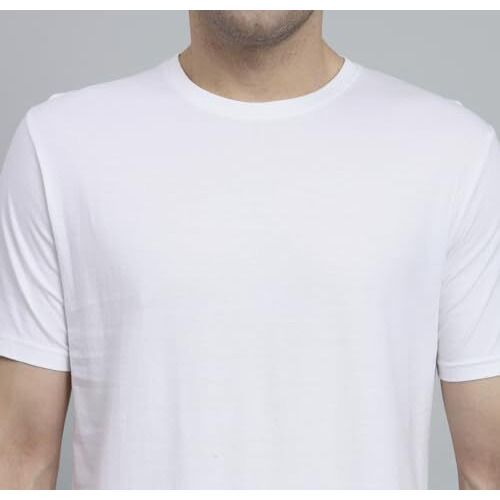 Peppyzone Men's Regular Fit Pure Cotton Solid T Shirt For Men (5Xl, White)