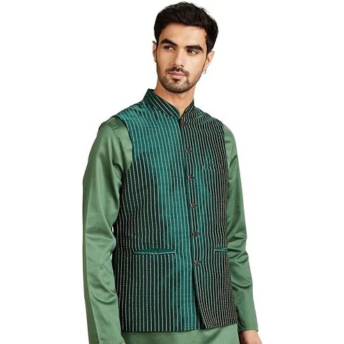 Amazon Brand - Symbol Men's Lightweight Nehru Jacket (Sy-A22-Mna-Jtk-06_Bottle Green_Xl)