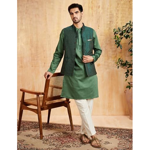 Amazon Brand - Symbol Men's Lightweight Nehru Jacket (Sy-A22-Mna-Jtk-06_Bottle Green_Xl)