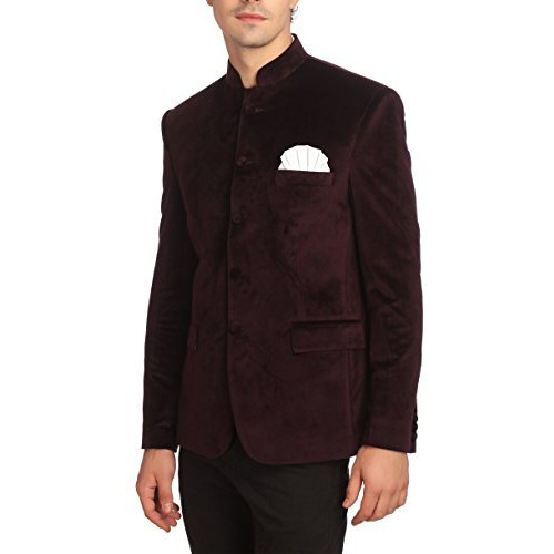 Wintage Men's Regular Fit Formal Blazer (0Velvet301Color2S38_Wine_38)