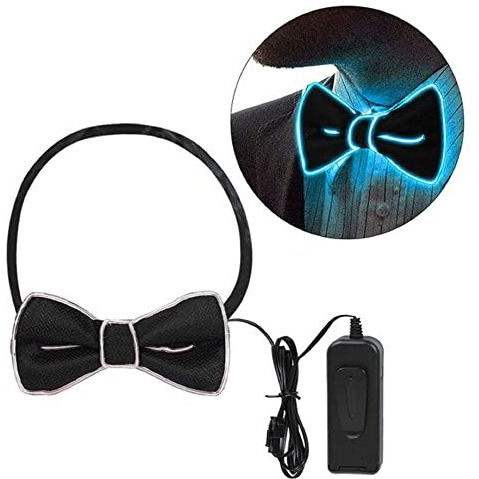Augen Light Up Bow Tie For Men Neon Bowties Led Bowtie Wire Bowtie Glow In The Dark Led Bowtie For Kids Boys Men Rave Party Funny Costume Jacket Clothes Shirt Accessories (Blue2, Pack Of 1)