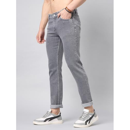 Studio Nexx Men's Slim Fit Light Grey Jeans_Creta101_Lightgreyspt_42