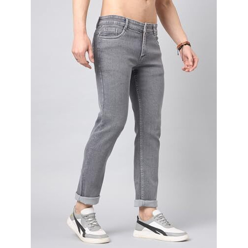 Studio Nexx Men's Slim Fit Light Grey Jeans_Creta101_Lightgreyspt_42