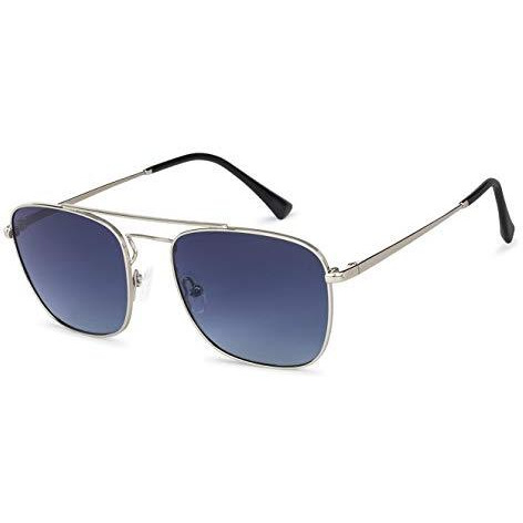 John Jacobs | Polarized & Uv Protection Sunglasses For Men & Women | Silver Black Blue Gradient Full Rim Square Medium (Size-56) Jj S12962-C2-Pack Of 1
