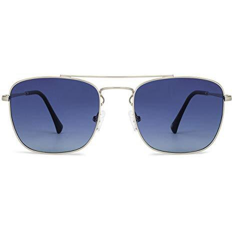 John Jacobs | Polarized & Uv Protection Sunglasses For Men & Women | Silver Black Blue Gradient Full Rim Square Medium (Size-56) Jj S12962-C2-Pack Of 1