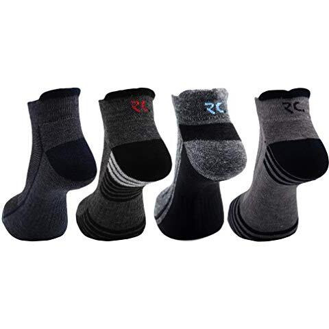 Rc. Royal Class Men's Ankle Length Terry Towel Woolen Multicolored Cushioned Socks (Pack Of 4 Pairs)