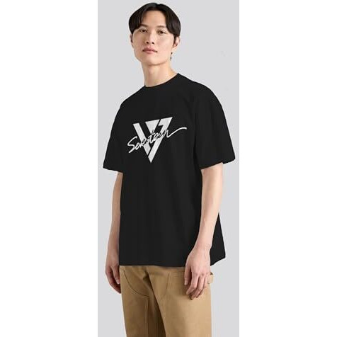 The Korhean Store Kpop Seventeen Signature Logo Unisex Printed Regular Fitted Black T Shirt For Men & Women(Large)