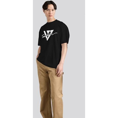 The Korhean Store Kpop Seventeen Signature Logo Unisex Printed Regular Fitted Black T Shirt For Men & Women(Large)