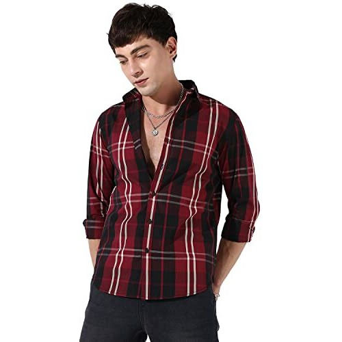 Campus Sutra Men's Regular Fit Shirt (Scss23_Csmssrt5600_Red M)