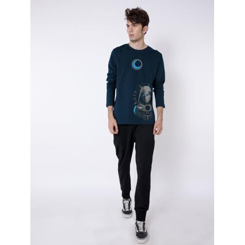 Bewakoof Official Marvel Merchandise Men's Printed Regular Fit Full Sleeve Round Neck Cotton T-Shirt