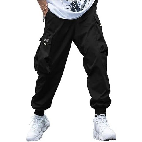 Jc Jump Cuts Mens Printed Black & White Cottonblend Cargo Pant, Large