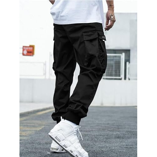 Jc Jump Cuts Mens Printed Black & White Cottonblend Cargo Pant, Large