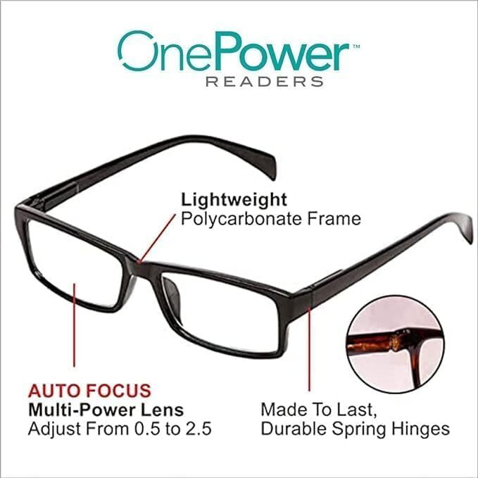 Metaliya One Power Readers Auto Focus Reading Glasses,Clear Focus Adjusting Optic For Women And Men Rimless Blue Light Blocking Lenses,Lightweight Frame Computer Screens Eye Glasses (1)