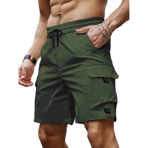 Peppyzone Men's Stylish Latest Cargo Shorts For Men Cotton Casual Shorts For Man (In, Alpha, M, Olive)