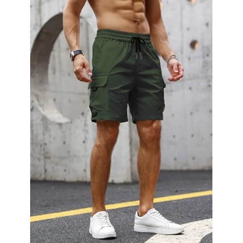 Peppyzone Men's Stylish Latest Cargo Shorts For Men Cotton Casual Shorts For Man (In, Alpha, M, Olive)