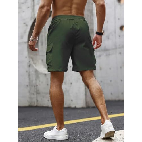 Peppyzone Men's Stylish Latest Cargo Shorts For Men Cotton Casual Shorts For Man (In, Alpha, M, Olive)