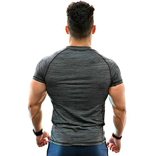 Men's Round Neck Slim Fit Gym Sports Tshirt (Medium, Grey)