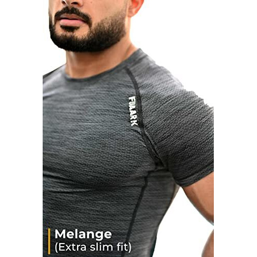 Men's Round Neck Slim Fit Gym Sports Tshirt (Medium, Grey)