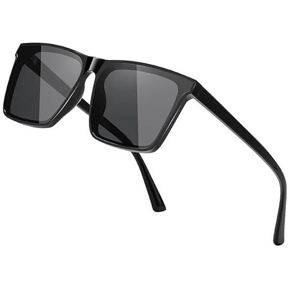 Black Jones Retro Square Black Light Weight Uv Protection Non-Polarized Sunglasses For Men And Women Uv Protection Classic Sunglass Unisex, Medium Size