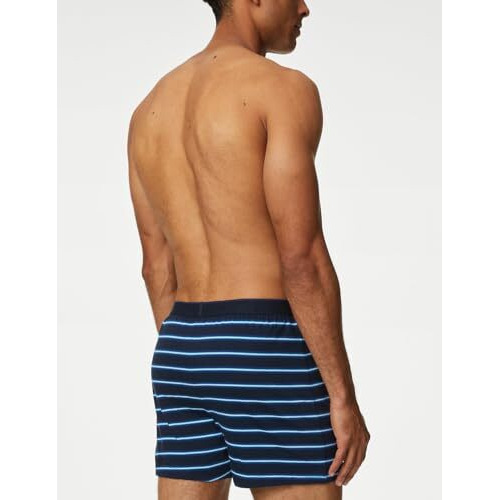 Marks & Spencer Men's Pure Cotton Modern Boxer Shorts (Pack Of 5) (60609844001_Navy Mix