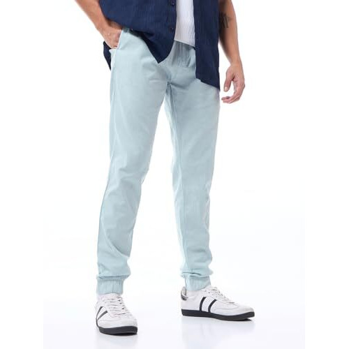 Bewakoof Men's Solid Regular Fit Cotton Joggers Blue