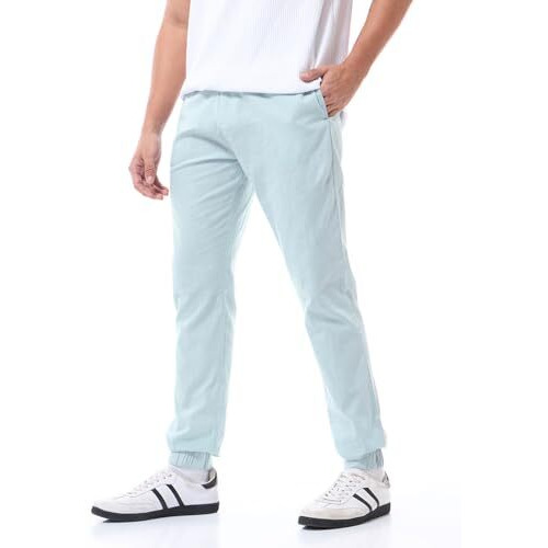 Bewakoof Men's Solid Regular Fit Cotton Joggers Blue