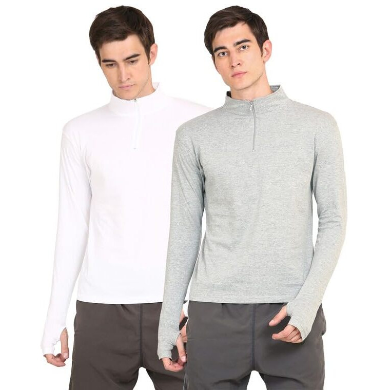 Ap'Pulse Men's 1/4 Zipper Hi Neck Thumbopen (Pack Of 2)