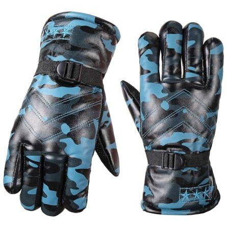 Frackson -20 Snow & Windproof Thermal Soft Fur Warm Winter Gloves (Fur/Fleece Inside) For Riding, Protective Warm Hand Riding Cycling, Byke, Bike, Scooty,Motorcycle For Men & Boy,Male (Blue-Fauzi)