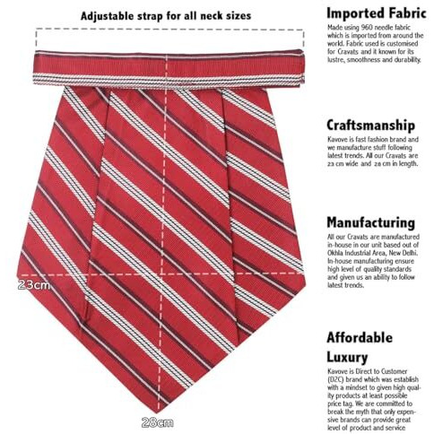 Kavove The Sharp Striped Red Cravat & Pocket Square Set