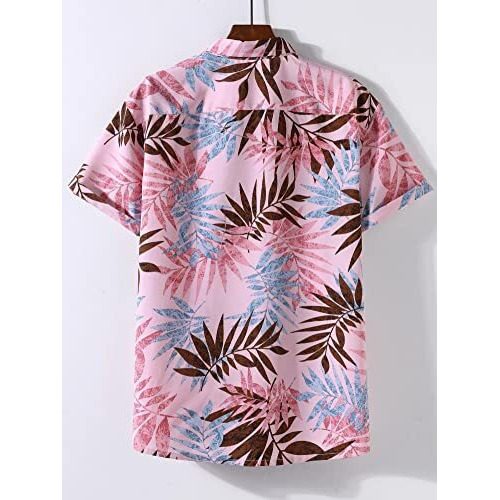 Om Sai Latest Creation Men's Shirts || Rayon Tropical Printed Shirts For Men || Hawaii Collar Summer Shirt For Men || Perfect For Outing | Beach | Vacation | Date Shirt For Boys. (X-Large, Pink)