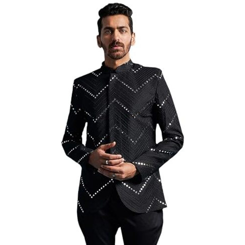 Vastramay Mirror Work Embellished Viscose Jodhpuri Coat For Men  Stylish Ethnic Wear For Weddings & Special Occasions Purple