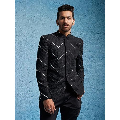 Vastramay Mirror Work Embellished Viscose Jodhpuri Coat For Men  Stylish Ethnic Wear For Weddings & Special Occasions Purple