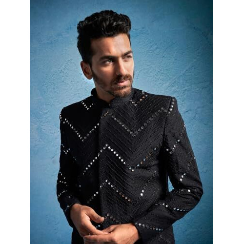 Vastramay Mirror Work Embellished Viscose Jodhpuri Coat For Men  Stylish Ethnic Wear For Weddings & Special Occasions Purple