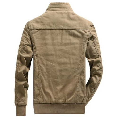 L'Monte Men's Imported Cotton Cargo Winter Standard Length Jacket Fleece Lining, Windproof Design, And Stylish Casual Outerwear (L, Khaki)
