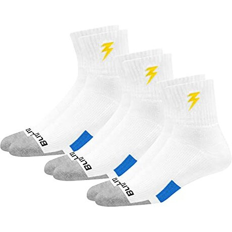 Blitzsox Men's Ankle Length Cotton Blend Socks (Pack Of 3) (Bltz-Tns-H-Pw_White)