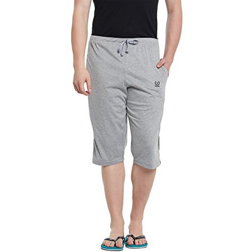 Mack Jonney Men's Regular Fit Cotton Capri (Cc2-Melange01-L_Silver_L)
