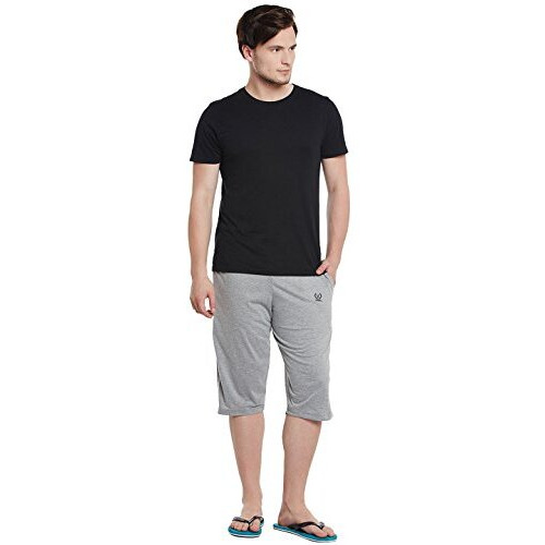 Mack Jonney Men's Regular Fit Cotton Capri (Cc2-Melange01-L_Silver_L)