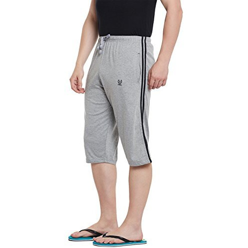 Mack Jonney Men's Regular Fit Cotton Capri (Cc2-Melange01-L_Silver_L)