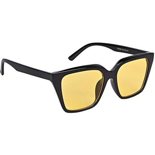 Nuvew Uv Protected Retro Wayfarer Sunglasses For Men & Women - (Yellow Lens | Black Frame | Large Size | Nw-3560-32)