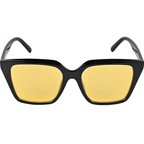 Nuvew Uv Protected Retro Wayfarer Sunglasses For Men & Women - (Yellow Lens | Black Frame | Large Size | Nw-3560-32)