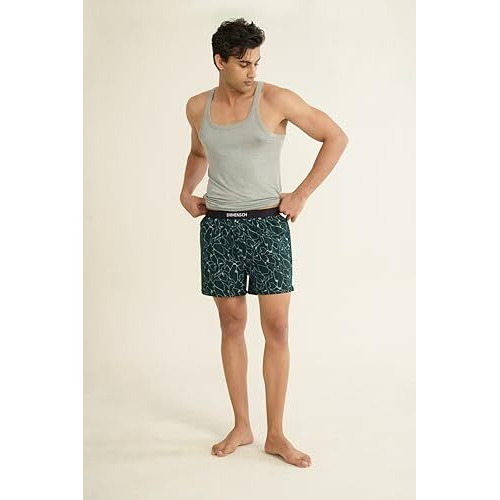 Damensch Breeeze Men's Ultralight Cotton Inner Boxers-Pack Of 1-Crackle Green-Xxxl