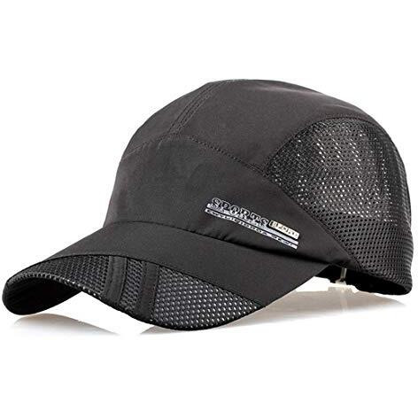 Isweven Summer Breathable Mesh Baseball Cap Quick Drying Hats For Men Uv Protection Outdoor Cap (In, Alpha, Free Size, One Size, Black)