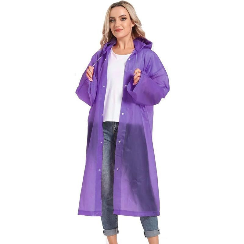 Okara Eva Waterproof Rain Coat Hooded Outdoor Water Resistant Suit Portable Men And Women_Purple,2Xl