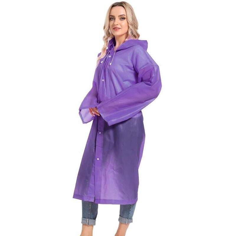 Okara Eva Waterproof Rain Coat Hooded Outdoor Water Resistant Suit Portable Men And Women_Purple,2Xl
